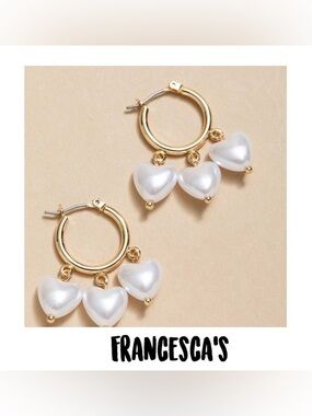 New Norra Pearl Heart Charms On Hoop Earrings